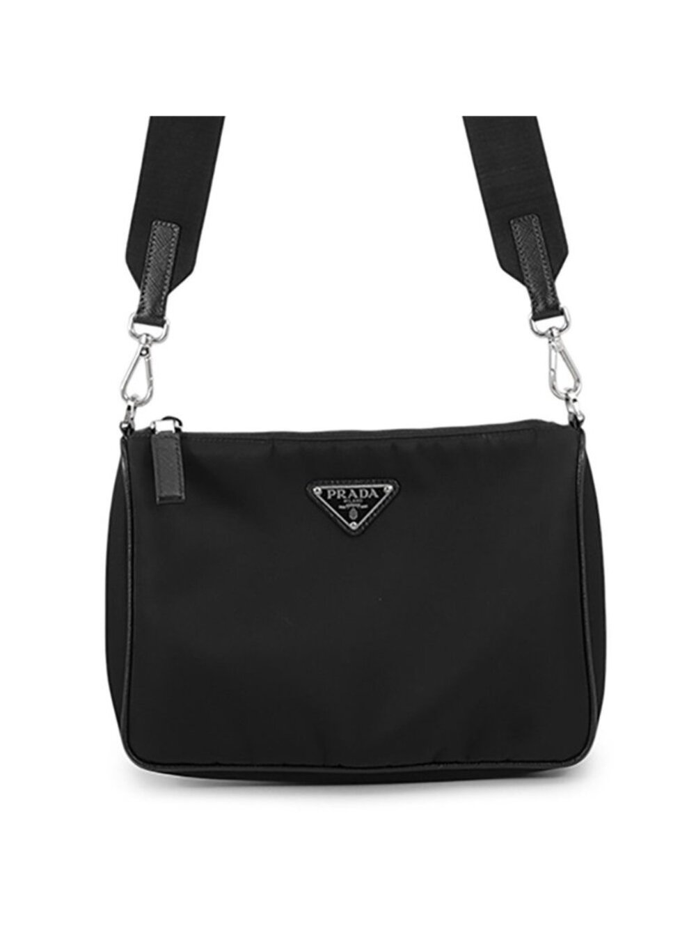 Prada Shoulder Bag Re-Nylon Saffiano Leather Nylon Crossbody Black